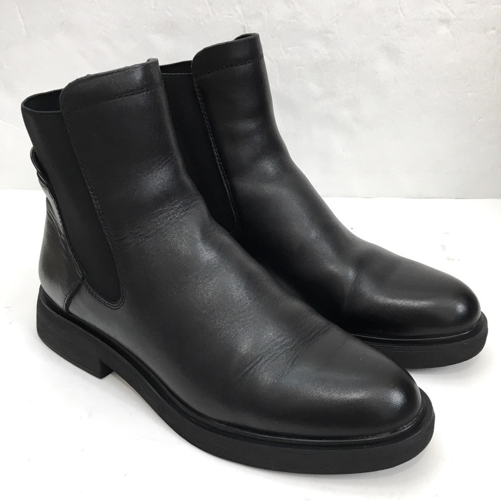 Franco Sarto Brood Black Leather Chelsea Pull On Ankle Boots - Picture 2 of 14